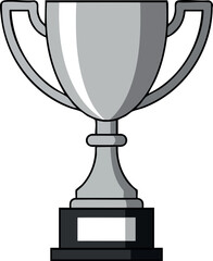 Silver trophy cup award with black base vector illustration for competition and achievement 