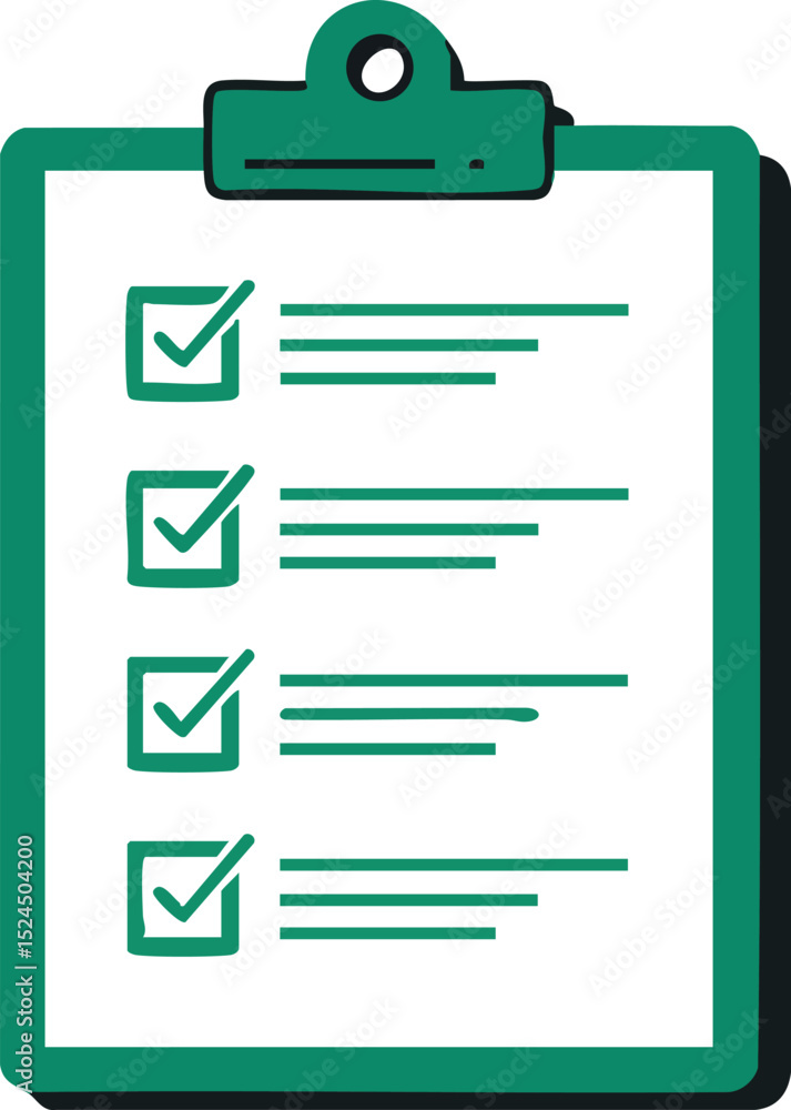 Poster checklist clipboard with green checkmarks vector illustration design element for organization and pl