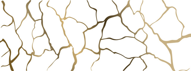 Golden Kintsugi crack texture overlay background. Distressed ckackle trendy minimalist wallpaper texture.