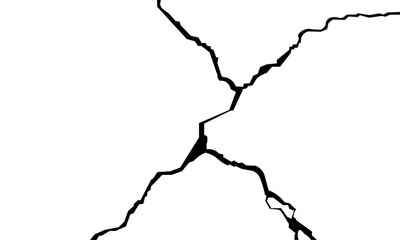 Crack on earth surface.Damaged surface,fracture on earth surface,concrete,asphalt,wall,crevices from natural disaster.Earth crust fracture after earthquake.Vector illustration.