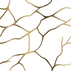 Golden Kintsugi crack texture overlay background. Distressed ckackle trendy minimalist wallpaper texture.