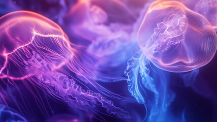 Fototapeta premium Cellular-level close-up of jellyfish tissue in vivid colors