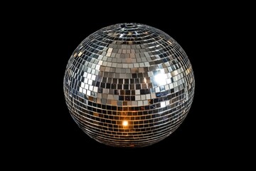 Shiny disco ball against black background