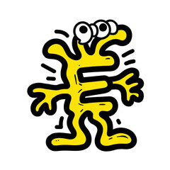 vector illustration of an abstract cartoon "E" 