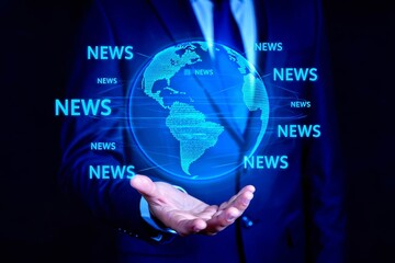 Obraz premium Global news, hand.
