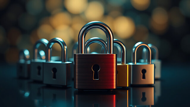 Collection of web icons depicting open and closed padlocks for security and privacy applications