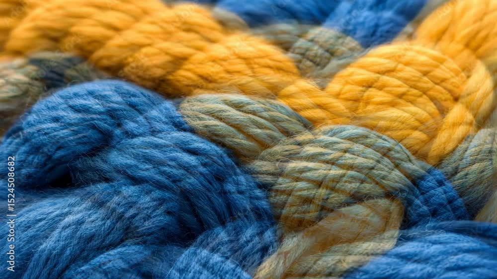 Poster Threads of Texture: An intricate display of colorful woven material, with threads creating a close-up of texture and tactile appeal.