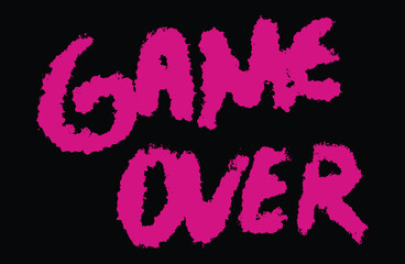 Game over text effect with grunge red paint on black background