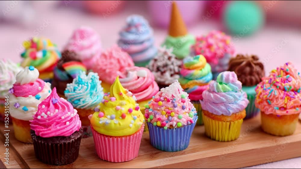 Poster a colorful and tempting array of cupcakes, perfect for any sweet craving.