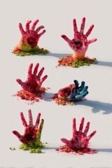 Fototapeta premium Bloody Zombie Hands Emerging From The Ground