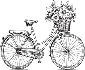 Classic Bike with Basket: Springtime Urban Illustration