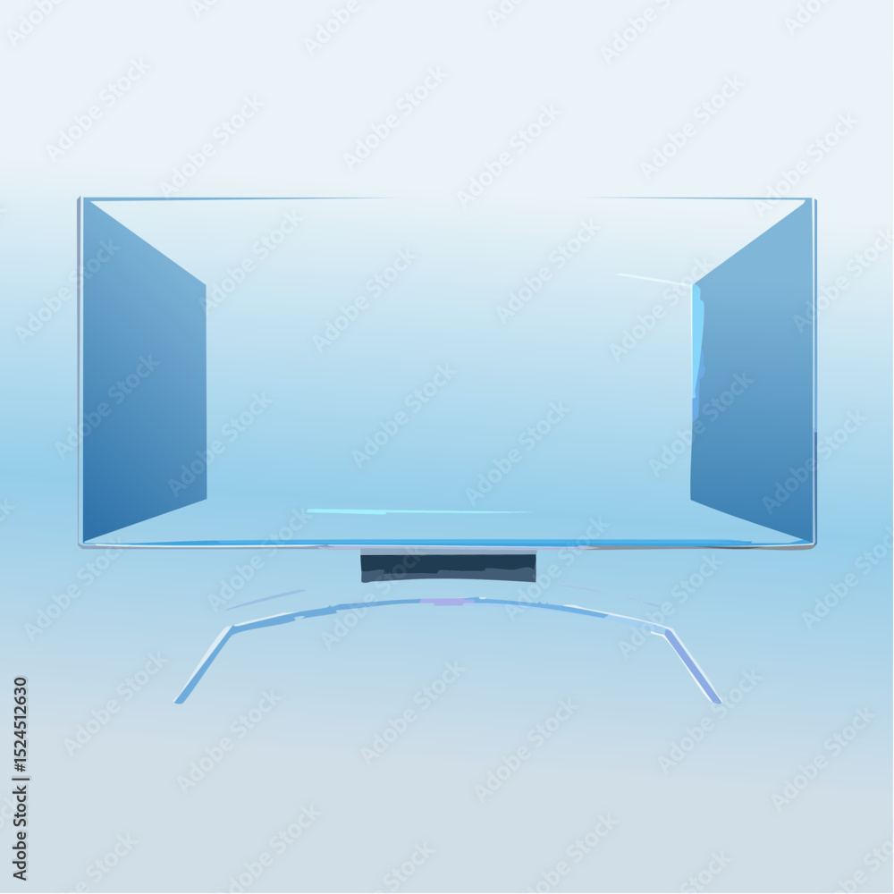 Aufkleber a sleek paper-thin tv with no frame and glowing base, designed in a simple futuristic vector style.