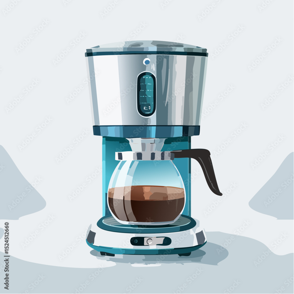 Aufkleber a high-tech coffee machine with a glowing hover base and sleek transparent brew chamber in minimal v