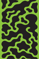 Abstract Composition of Intertwined Black and Green Shapes