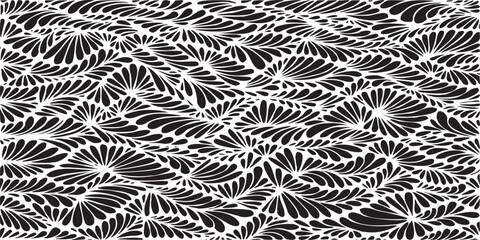 Simple floral geometric pattern. Tileable, repeating black and white background. Texture vector. © Nadejda