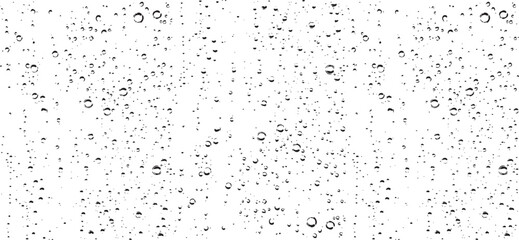 Small water drops texture vector. Rainy window overlay texture. Rain on glass background. Abstract halftone textured effect. Vector Illustration. EPS10.