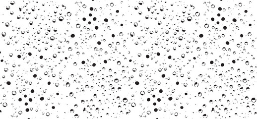 Small water drops texture vector. Rainy window overlay texture. Rain on glass background. Abstract halftone textured effect. Vector Illustration. EPS10.