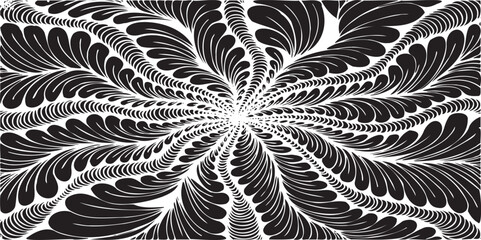 Simple floral geometric pattern. Tileable, repeating black and white background. Texture vector.