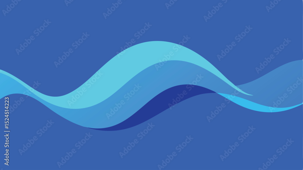 Poster abstract blue wavy gradient design with transparent background for graphic design