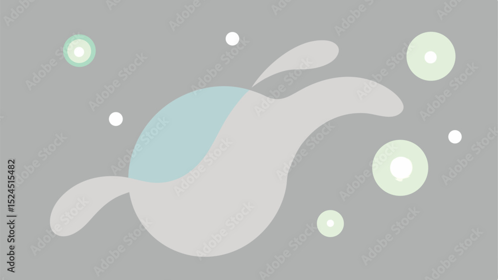 Poster abstract composition with soft shapes and subtle colors against a gray background