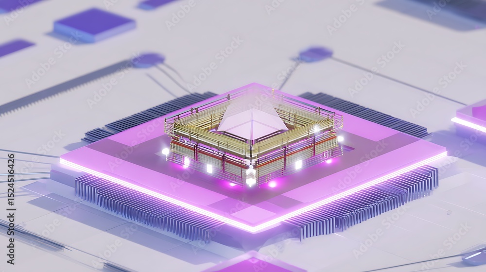 Aufkleber quantum computer processor chip futuristic technology