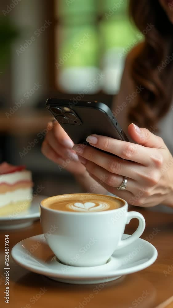 Poster a person taking a break with a hot beverage and staying connected