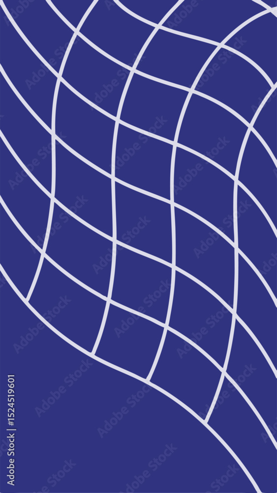 Poster Abstract grid pattern with soft curved lines on a deep blue background