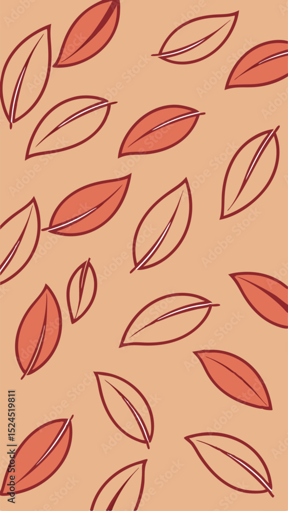 Aufkleber abstract illustration of floating leaves on a peach colored background with transparency.
