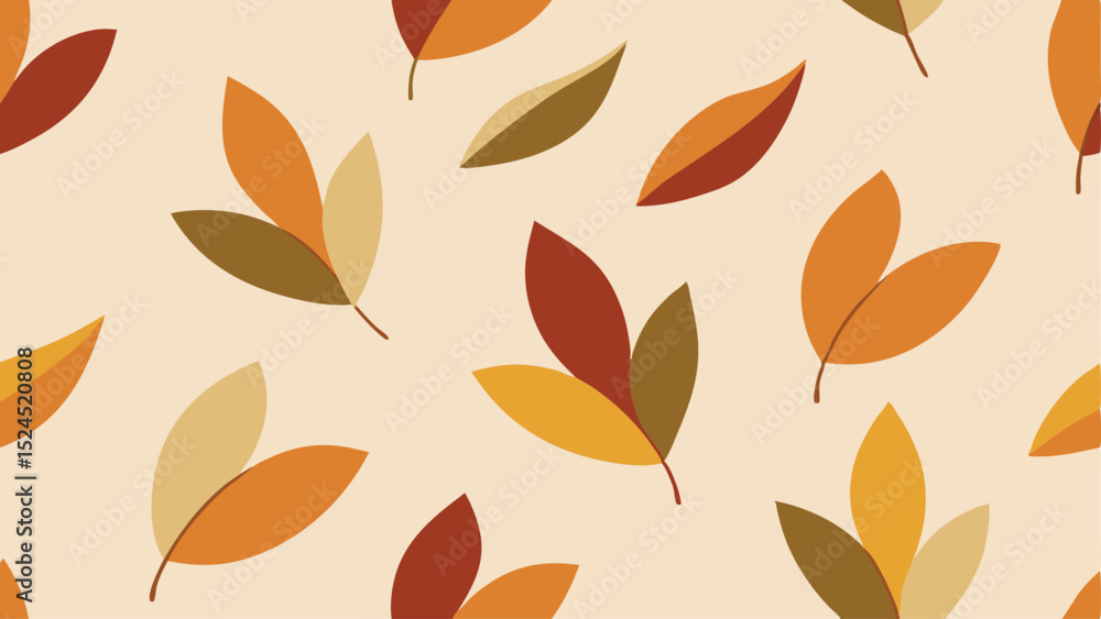 Poster abstract leaf pattern in warm autumn tones on a light background