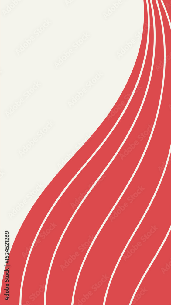 Aufkleber abstract minimalist design with red and white curved lines on a soft white background