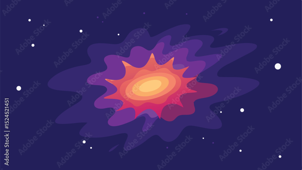 Poster abstract nebula silhouette design with space particles and a gradient color palette