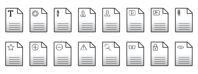 Minimal outline document icons set