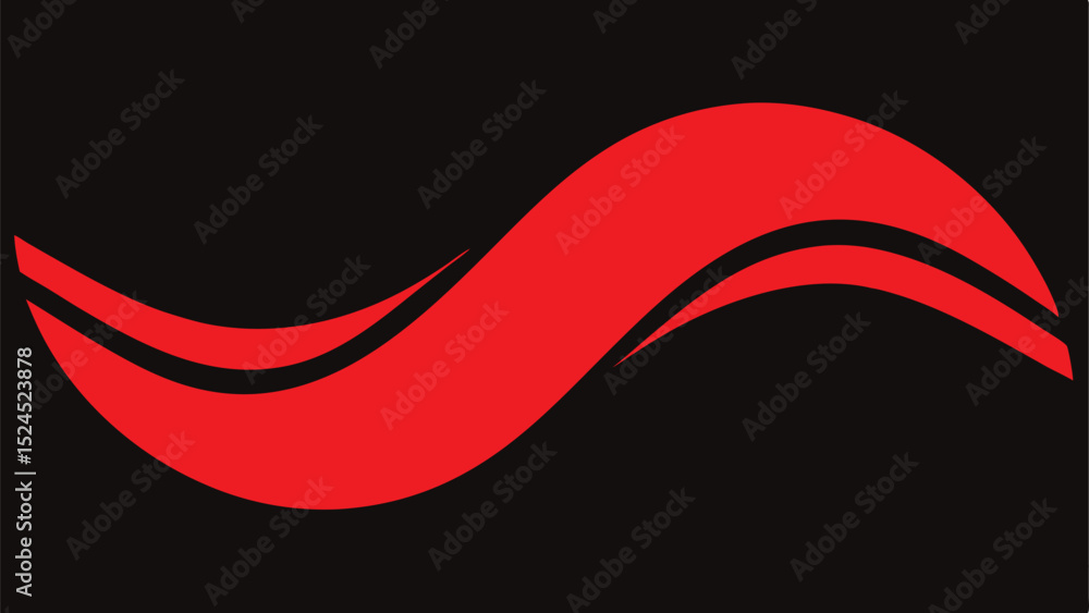 Poster abstract red wave shape graphic design element with transparent background