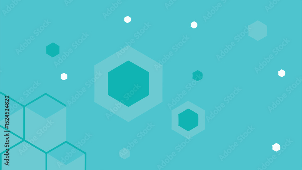 Poster abstract teal hexagon geometric pattern with transparent hexagonal elements design