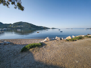 The coastal street of Skiathos Town, Sporades, Thessaly, Greece