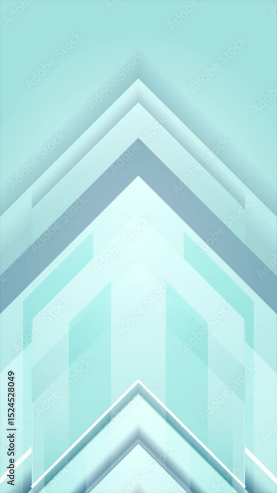 Poster Light blue tech arrows abstract geometric minimal motion background. Vertical looped video animation