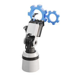 Robot hand with automation gears. 3D illustration