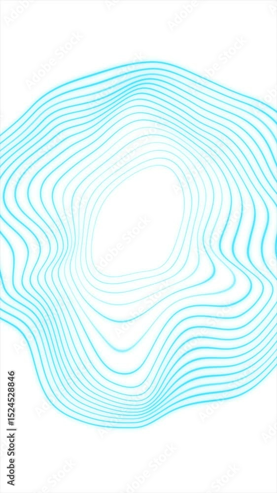 Poster Blue curved twisted circular lines abstract futuristic tech motion background. Vertical looped video animation