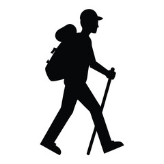 Flat hiking man illustration Vector Art