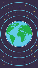 Naklejka premium Earth surrounded by abstract celestial rings on a transparent background