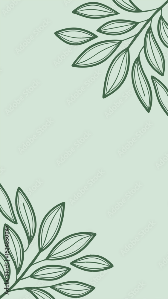 Poster elegant botanical leaf design in green with transparency for versatile design projects