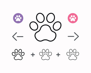 Pet Paw – Editable Stroke Outline Icon on White Background
