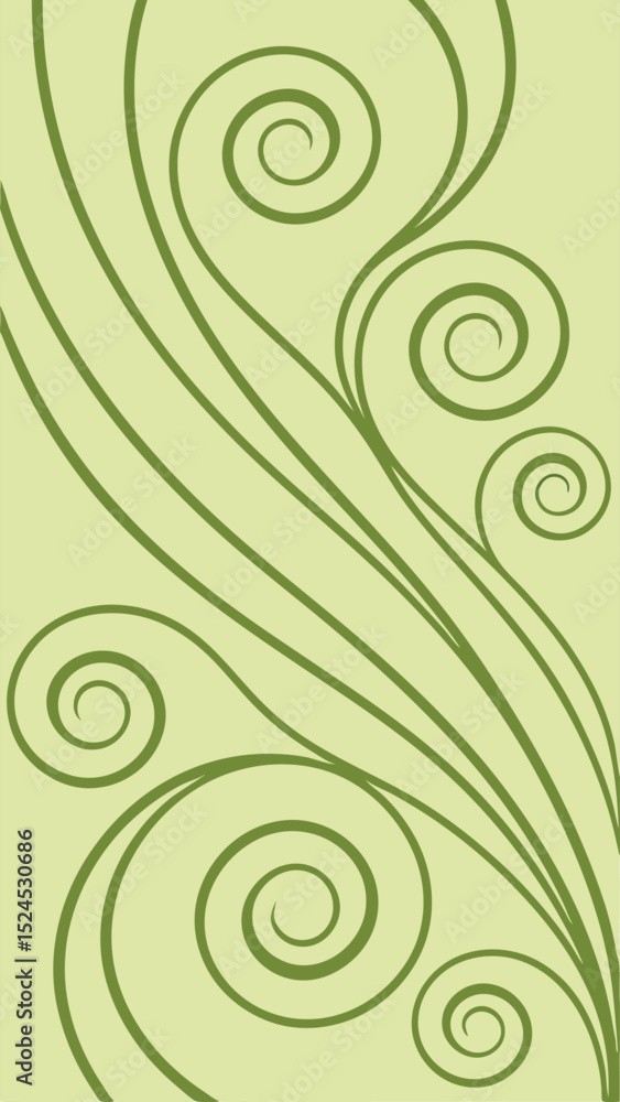 Poster elegant green swirls and lines pattern artwork with transparent design for backgrounds