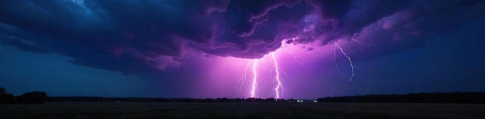 Dramatic image of a powerful storm with intense lightning illuminating the dark sky and landscape The raw energy of nature is captured in this breathtaking shot , horizon, powerful