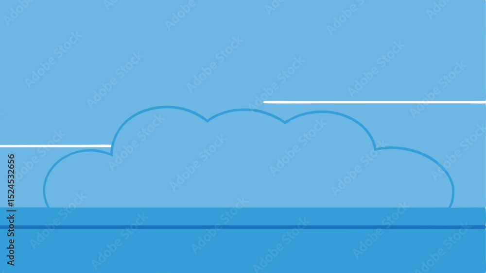 Poster minimalist cloud design with simple blue lines and transparent elements suitable for projects