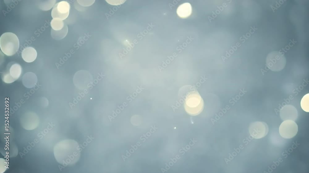 Poster soft dreamy background with blurred bokeh lights in white and blue, creating serene and magical atmo