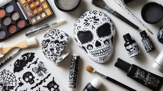 Halloween makeup ideas tutorial sugar skull face paint tutorial brushes and palettes for halloween party