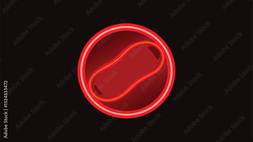 Poster minimalist red neon loop with a blur effect vector illustration in modern design style