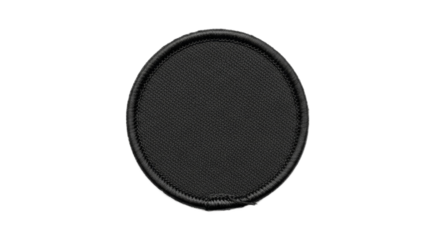 Embroidered black circular patch with border