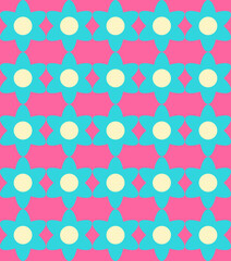 Aqua Floral Pattern on Pink Background